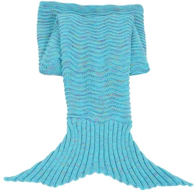 Manta cola de sirena para niños suave cálida crochet ropa de cama envoltura sacos de dormir azul Foto 1 de 4