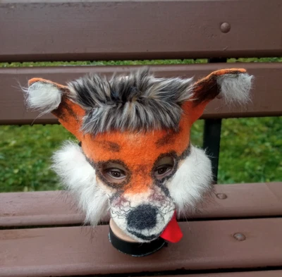 Maschera di volpe in feltro: costume di Halloween per bambini, copricapo cosplay - Immagine 1 di 4