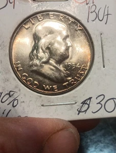 1954 Franklin Half Dollar. Gorgeous Luster And Details! BRIGHT! - Picture 1 of 7