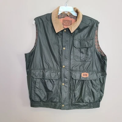 Woolrich Field Utility Vest Coated Cotton Size Large Green Wool blend lining - Image 1 of 4