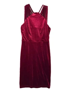 Grace Karin Red Velvet Mini Dress Sz M Bodycon Cocktail Cinched Strappy Holiday - Picture 1 of 11
