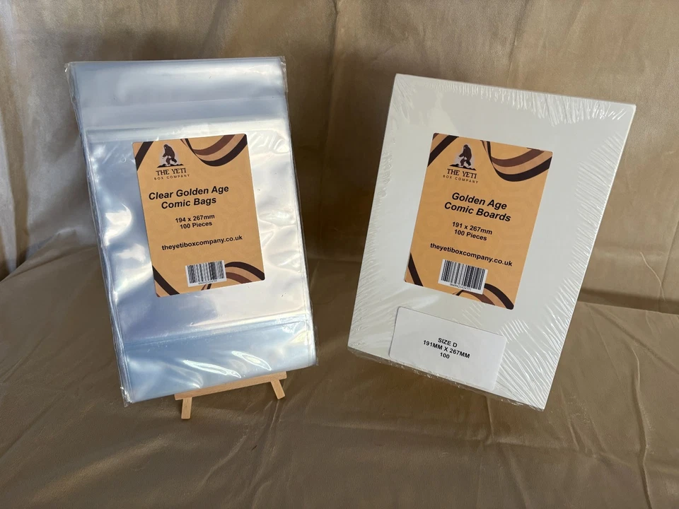 100 x GOLDEN AGE COMIC BACKING BOARDS AND BAGS - (NEW & SEALED) IN STOCK - Bild 1 von 1