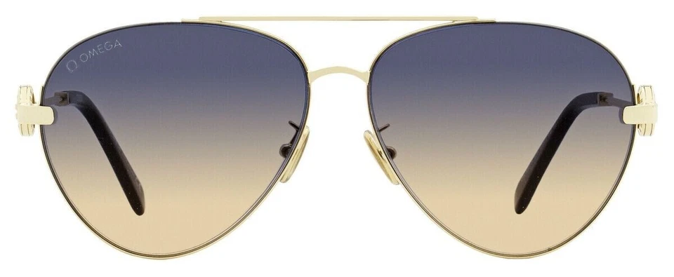Omega OM0031-H 32W Gold Aviator Sunglasses Metal Frame 61-13-145 - Image 1 of 2