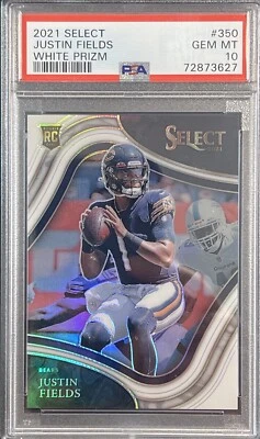 JUSTIN FIELDS 2021 PANINI SELECT RC WHITE PRIZM FIELD LEVEL  /35 PSA 10 GEM #350 - Image 1 of 2