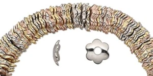 Brazalete Flor Lisa Tapa Cuentas, Acero Chapado en Oro 300, Plata y Cobre 7x2mm - Imagen 1 de 4