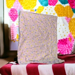 Handmade DoubleSided Baby Blanket Flannel 37X43 Pink White Gingham Rickrack Trim - Picture 1 of 4