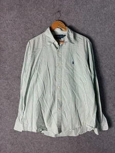 Ralph Lauren Button Down Shirt Long Sleeve Mens Size XL Green Striped Custom Fit - Picture 1 of 8