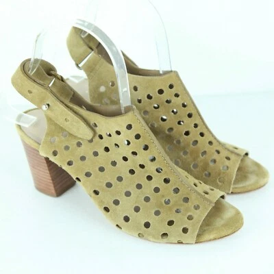 Sandalias Loeffler Randall 6 1/2Alix Gamuza Tacones Perforados Boho Resort Foto 1 de 4