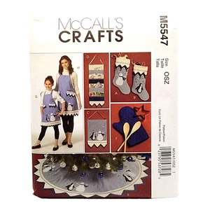 McCalls Crafts M5547 Winter Stocking Aprons Tree Skirt Pot Holder Uncut Pattern - Picture 1 of 13