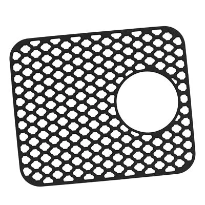 Sink Mat Silicone Protector With Side Drain Hole Anti Slip Easy Black - Image 1 of 4