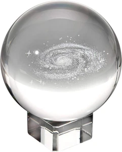 Galaxy Crystal Ball Glass Sphere Display Globe Paperweight Healing Meditation Ba - Picture 1 of 7