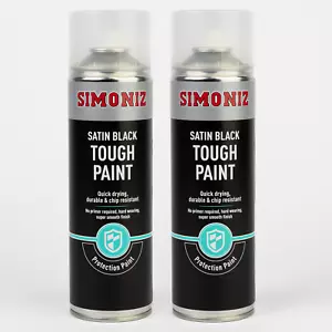 Simoniz VHT Satin Black Tough 500ml Spray Paint Durable Chip Resistant Smooth x2 - Picture 1 of 2