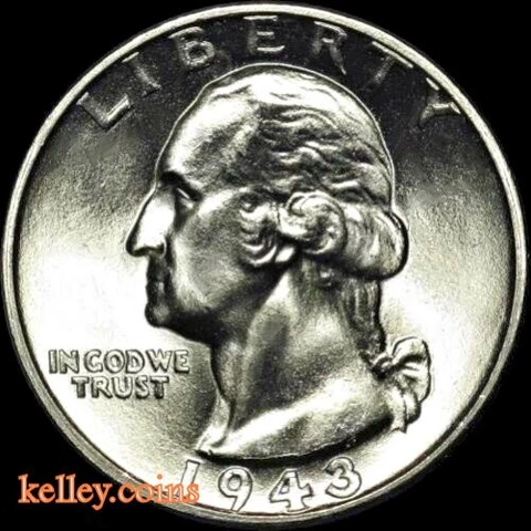 1943-D 25C Washington Silver Quarter BU Cover