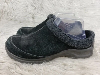 LANDS END Negro Gamuza Cuero Deslizable Informal Zapatilla Botas Zapatos Talla 8 B Foto 1 de 4