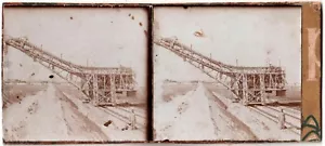 Maroc.Morocco.Khouribga.Stockeuse.Machine.Vue stereo sur Papier 6x13.Stereoview. - Picture 1 of 2