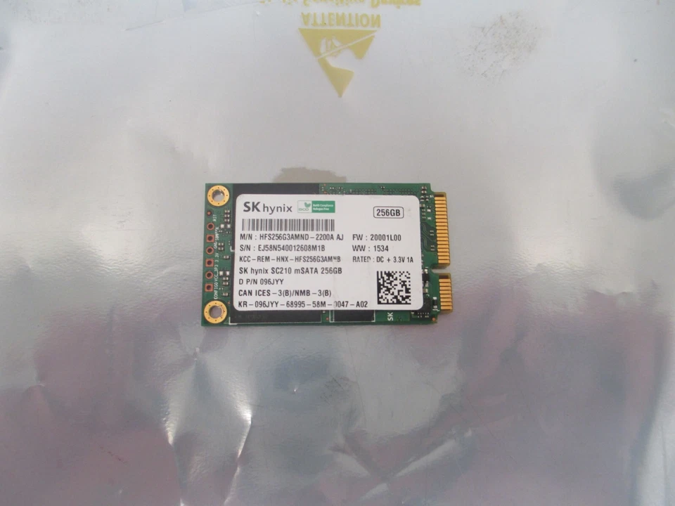 SK Hynix 256GB mSATA SSD HFS256G3AMND-2200A AJ 096JYY - Image 1 of 4