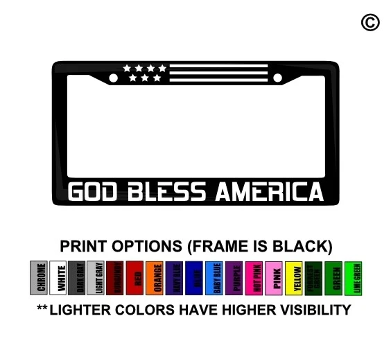 God Bless America American Flag Christian License Plate Frame Car Decal Sticker - Image 1 of 1