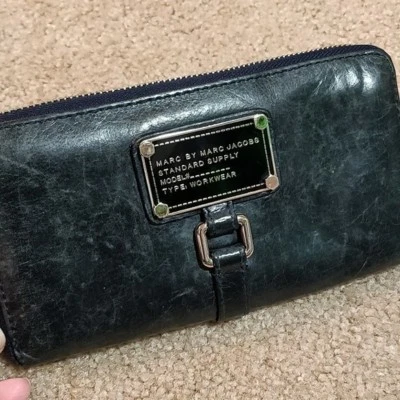 Cartera Marc By Marc Jacobs Dr Q Lil Riz Cuero Azul Cremallera Alrededor RARA Foto 1 de 4