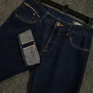 Pantalones de mezclilla Chevignon lavado oscuro calce ajustado estilo vintage para hombre talla 30x31 - Imagen 1 de 13