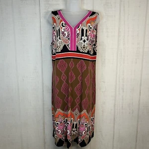 Liz Claiborne Midi Dress Womens Size XL Sleeveless Pullover Stretch V Neck Boho - Picture 1 of 10