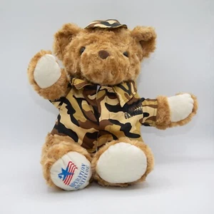 Teddy Bear Plush Operation Gratitude Battalion Buddy Camo Jacket Hat 17" - Picture 1 of 4