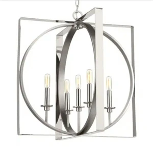 Inman Collection 5-Light Polished Nickel Pendant with Satin Nickel Accents - Picture 1 of 2
