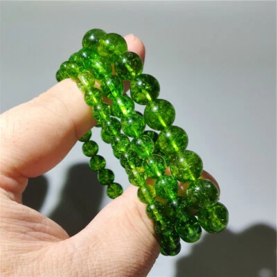 NEW Natural Peridot Stone Bracelet Green Crystal Beads Stretch Bracelet Handmade - Image 1 of 4