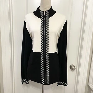 NUEVO CON ETIQUETAS Belldini Cuello Simulado Negro Blanco Cremallera Suéter Chaqueta Tachonada Joyas XXL - Imagen 1 de 13