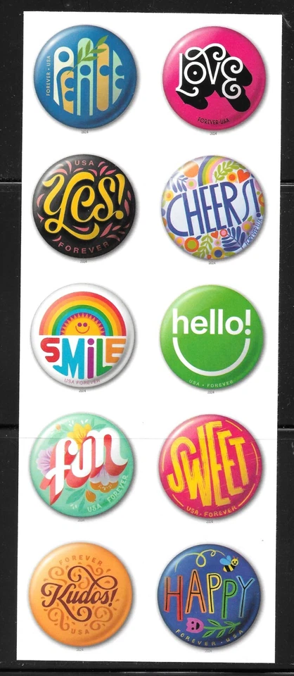 Scott #5928c IMPERFORATE (NO DIE-CUT) Pinback Buttons, Block of 10--SOLD OUT!!! - Image 1 of 1