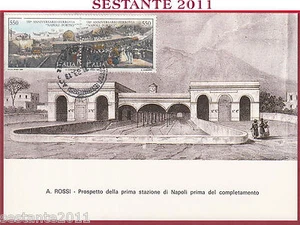 ITALIA MAXIMUM MAXI CARD FERROVIA NAPOLI  PORTICI PROSPETTO STAZIONE 1989 C26 - Picture 1 of 1
