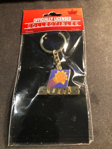 NEW Phoenix Suns Key Chain Team Logo / Text - Throwback Key Ring NBA Packaged Cover