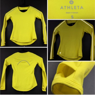 Athleta Womens Small /34in Bust Yellow Running Wild Taped Long Sleeve Active Top - Image 1 of 4