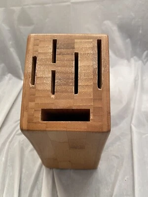 Bloque de cuchillos de chef mimados 6 ranuras almacenamiento madera bambú marrón #0611 en muy buena condición Foto 1 de 4