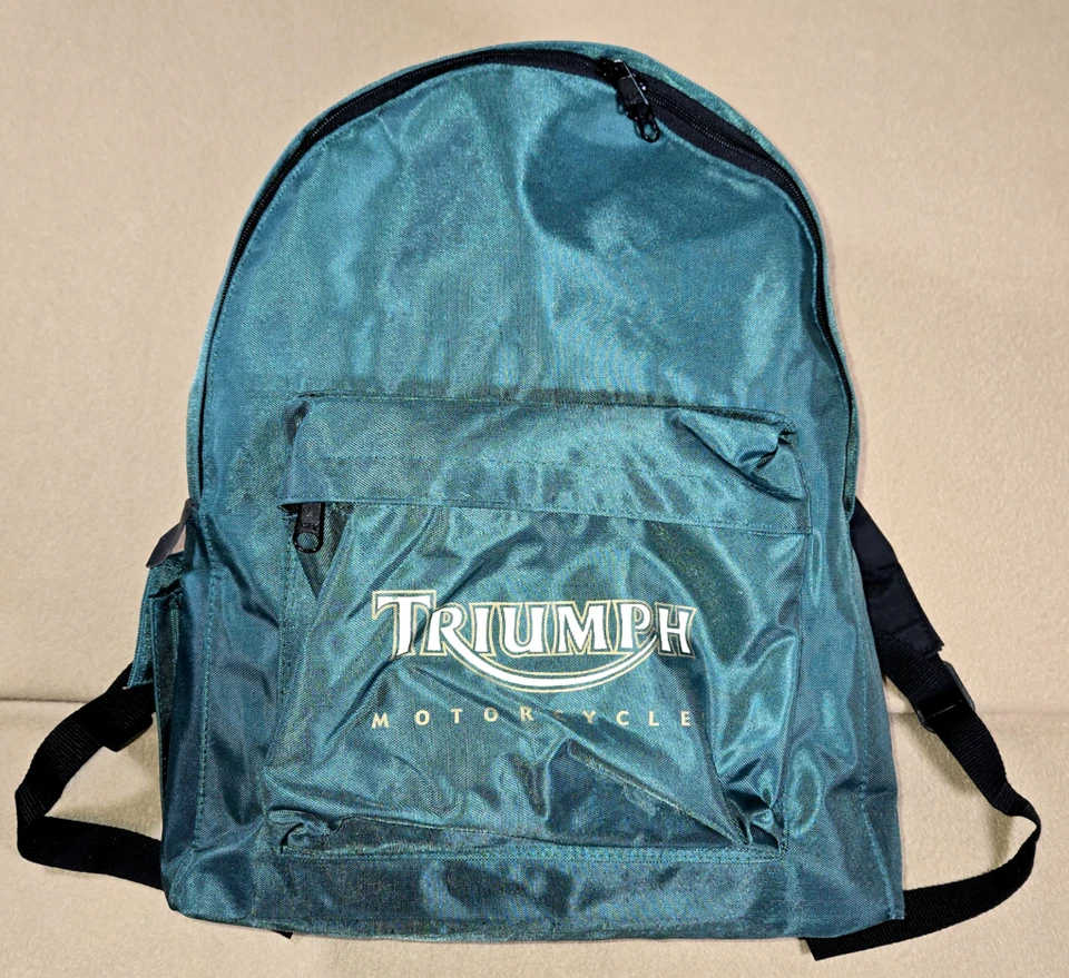 Mochila de Motocicleta Triumph Vintage Verde Años 90 Logo Clásica Coleccionable Bolsa de Equipo Foto 1 de 4