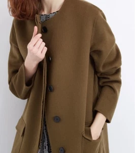 Coat, Wool Double Faced Coat, Jaeger, Khaki , size L - Picture 1 of 3