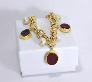 TAGLIAMONTE BRACCIALE IN ARGENTO 925 PERLE E CHARMS PASTE VITREE TGN 981 - Foto 1 di 3