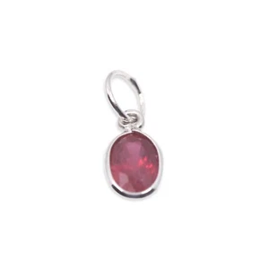 Small Ruby Oval Charm Hand Made In 14k White Gold 0.70 ctw - Picture 1 of 5