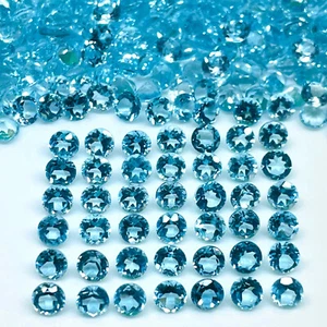 VVS 20 Pcs Natural Sky Blue Topaz 4mm Round Cut Top Quality Loose Gemstones Lot - Picture 1 of 9
