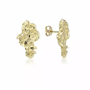 10K Einfarbig Gelbgold Nugget Ohrstecker - Durchmesser geschnitten Frauen Männer - Bild 1 von 11