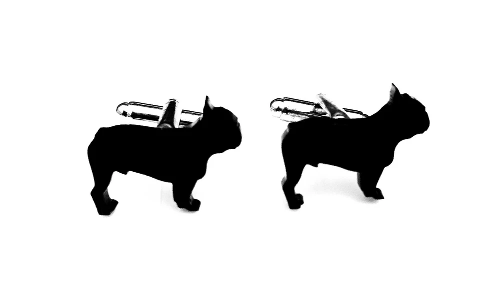 French Bulldog Male Dog Cufflinks Mens Novelty Dog Shirt Cufflinks In Black - Image 1 of 1
