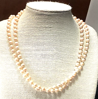 Marvella Necklace Off White Knotted Faux Pearl Gold Tone Flapper Lot 62 - Image 1 of 4