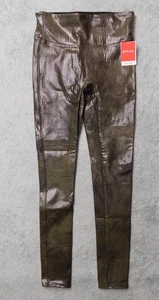 SPANX Faux Leather Croc Shine Leggings Darkened Olive Size Small NWT $98 - Picture 1 of 6
