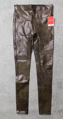 SPANX Faux Leather Croc Shine Leggings Darkened Olive Size Small NWT $98 - Image 1 of 4