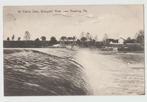 ENDANSICHT von FELIX DAM Schuylkill River s/w Lesen PA Postkarte DB 1909 - Bild 1 von 2