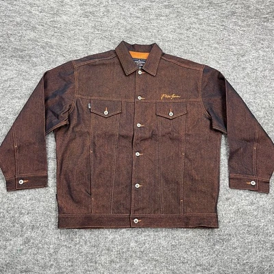 Chaqueta Denim Phat Farm Para Hombres 2XL Azul Naranja Denim Camionero Patinador Hip Hop Rap Foto 1 de 4