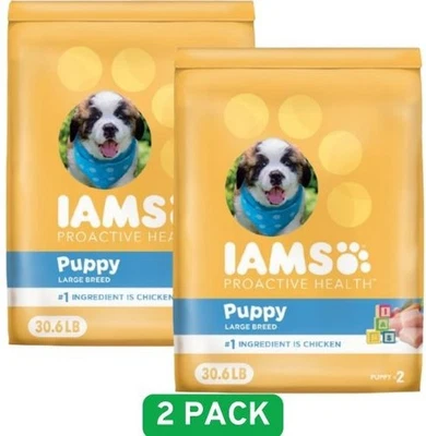 Iams Proactive Health Large Breed Puppy with Real Chicken Dry Dog Food,2x30.6-lb