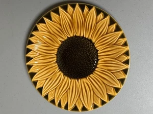 Vintage Französische Majolika Fayence D'Art Proceram Frankreich Sonnenblumen Teller - Bild 1 von 2