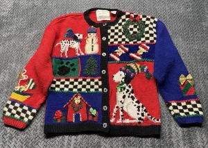 Vintage 1995 Marisa Christina Weihnachtspullover Damen M Dalmatiner Hunde gesehen auf SNL - Bild 1 von 16