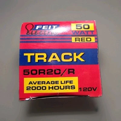 FEIT ELECTRIC 50R20/R TRACK LIGHT 50 WATT Red Bulb Vtg LIGHTING New Old Stock - Image 1 of 4