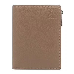 Loewe Slim Wallet Bifold Grayleather Metal Fittings Round Zipper Ladies - Picture 1 of 9